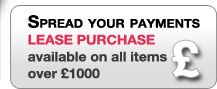 Spread your payments. Lease purchase available on all items over £1000