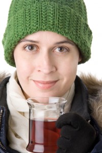 Woman drinking mulled wine