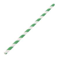 Fiesta Green Biodegradable Paper Straws - Green Stripes
