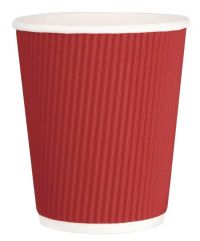 Fiesta GP424 Recyclable Red Ripple Wall Coffee Cups - 225ml / 8oz