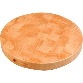 H 45 x400mm Easy to Lift Vogue Round Wooden Chopping Board Cutting Station 