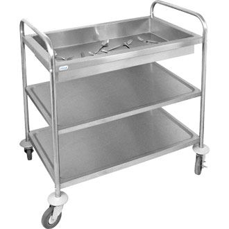 Vogue Deep Tray 3 Tier S S Clearing Trolley 940 W X 855 H X 535mm D