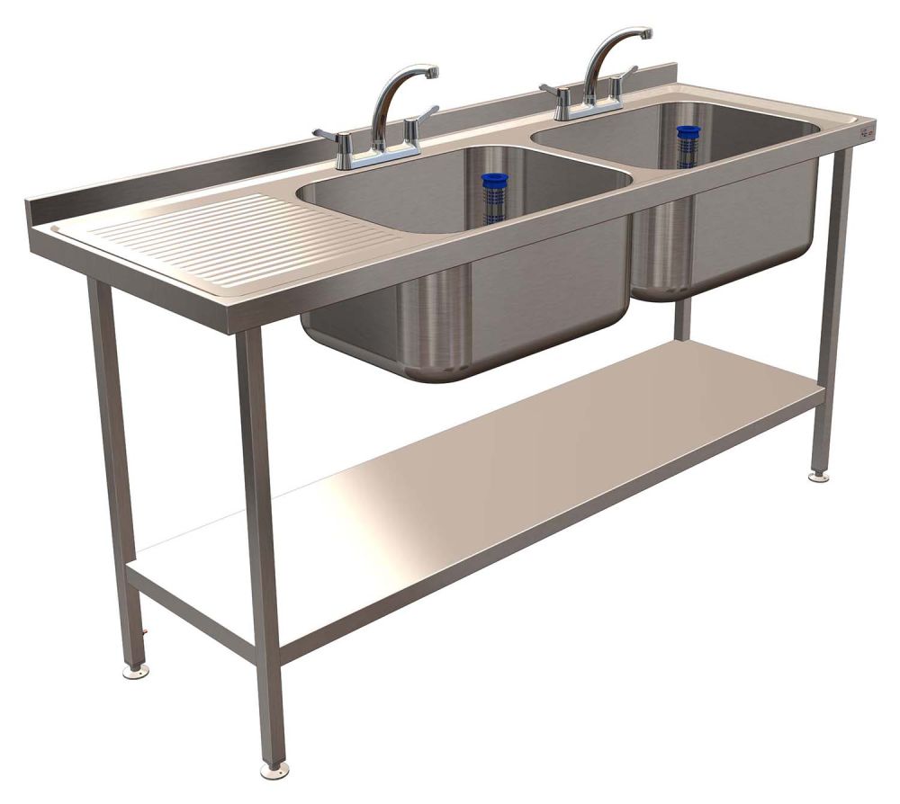 Ced Double Bowl Sink 1 Shelf 1800 X 600mm Lh Drain