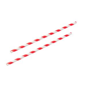 Fiesta Green Biodegradable Paper Straws - Red Stripes